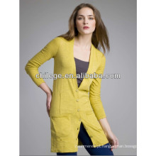 Casaco de cashmere feminino com pescoço V